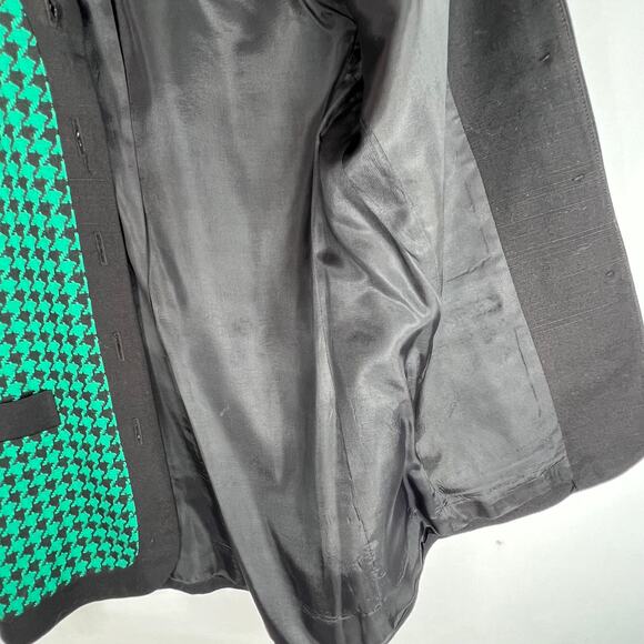 Vintage Saville Petites Teal Houndstooth Blazer 2P - Picture 9 of 11